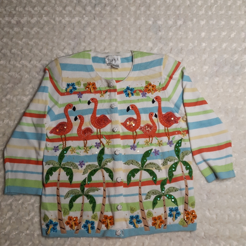 Flamingo Florida Floral Just B. Cardigan
